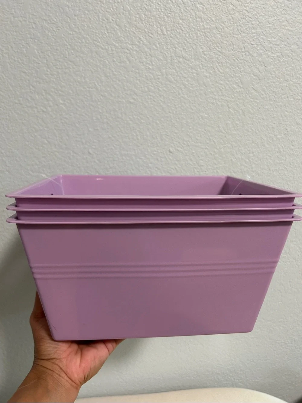 3-Pack Purple Plastic Storage Tub- Bin with Handles-Home Accents-Gift Basket-NEW